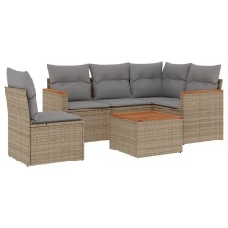 vidaXL Juego de sofás jardín con cojines beige mezcla 6 pzas ratán PE