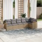 vidaXL Juego de sofás jardín con cojines beige mezcla 6 pzas ratán PE vidaXL Juego de sofás jardín con cojines beige mezcla 6 pzas ratán PE