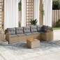 vidaXL Juego de sofás jardín con cojines beige mezcla 7 pzas ratán PE vidaXL Juego de sofás jardín con cojines beige mezcla 7 pzas ratán PE