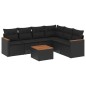 vidaXL Set de comedor de jardín 7 pzas y cojines ratán sintético negro vidaXL Set de comedor de jardín 7 pzas y cojines ratán sintético negro