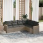 vidaXL Set de muebles de jardín 6 pzas y cojines ratán sintético gris vidaXL Set de muebles de jardín 6 pzas y cojines ratán sintético gris