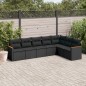 vidaXL Set de comedor de jardín 7 pzas y cojines ratán sintético negro vidaXL Set de comedor de jardín 7 pzas y cojines ratán sintético negro