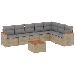 vidaXL Juego de sofás jardín con cojines beige mezcla 8 pzas ratán PE