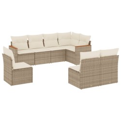 vidaXL Juego de sofás de jardín con cojines beige 8 pzas ratán PE