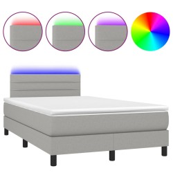 vidaXL Cama box spring con colchón tela y LED gris claro 120x200 cm