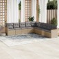 vidaXL Juego de sofás jardín con cojines beige mezcla 9 pzas ratán PE