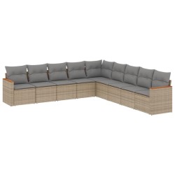 vidaXL Juego de sofás jardín con cojines beige mezcla 9 pzas ratán PE
