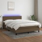 vidaXL Cama box spring colchón luces LED tela marrón oscuro 140x200cm vidaXL Cama box spring colchón luces LED tela marrón oscuro 140x200cm
