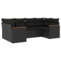 vidaXL Set de sofás de jardín 6 piezas y cojines ratán sintético negro vidaXL Set de sofás de jardín 6 piezas y cojines ratán sintético negro