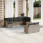vidaXL Set de muebles de jardín 9 pzas y cojines ratán sintético gris vidaXL Set de muebles de jardín 9 pzas y cojines ratán sintético gris