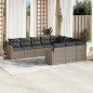 vidaXL Set de sofás de jardín 10 pzas con cojines ratán sintético gris vidaXL Set de sofás de jardín 10 pzas con cojines ratán sintético gris