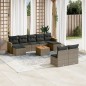 vidaXL Set de sofás de jardín 10 pzas con cojines ratán sintético gris vidaXL Set de sofás de jardín 10 pzas con cojines ratán sintético gris