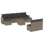 vidaXL Set de sofás de jardín 10 pzas con cojines ratán sintético gris vidaXL Set de sofás de jardín 10 pzas con cojines ratán sintético gris