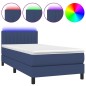 vidaXL Cama box spring colchón y luces LED tela azul 80x200 cm vidaXL Cama box spring colchón y luces LED tela azul 80x200 cm