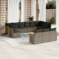 vidaXL Set sofás de jardín con cojines 13 piezas ratán sintético gris vidaXL Set sofás de jardín con cojines 13 piezas ratán sintético gris