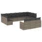vidaXL Set sofás de jardín con cojines 13 piezas ratán sintético gris vidaXL Set sofás de jardín con cojines 13 piezas ratán sintético gris