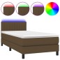 vidaXL Cama box spring colchón y luces LED tela marrón oscuro 90x190cm vidaXL Cama box spring colchón y luces LED tela marrón oscuro 90x190cm
