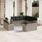 vidaXL Set de sofás de jardín 11 pzas y cojines ratán sintético gris
