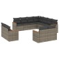 vidaXL Set de sofás de jardín 11 pzas y cojines ratán sintético gris