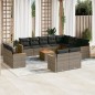 vidaXL Set sofás de jardín con cojines 13 piezas ratán sintético gris vidaXL Set sofás de jardín con cojines 13 piezas ratán sintético gris