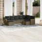 vidaXL Set de muebles de jardín 9 pzas y cojines ratán sintético gris vidaXL Set de muebles de jardín 9 pzas y cojines ratán sintético gris