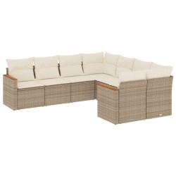 vidaXL Juego de sofás de jardín con cojines beige 8 pzas ratán PE