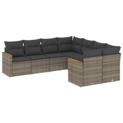 vidaXL Set de sofás de jardín 8 pzas y cojines ratán sintético gris