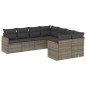 vidaXL Set de sofás de jardín 8 pzas y cojines ratán sintético gris vidaXL Set de sofás de jardín 8 pzas y cojines ratán sintético gris