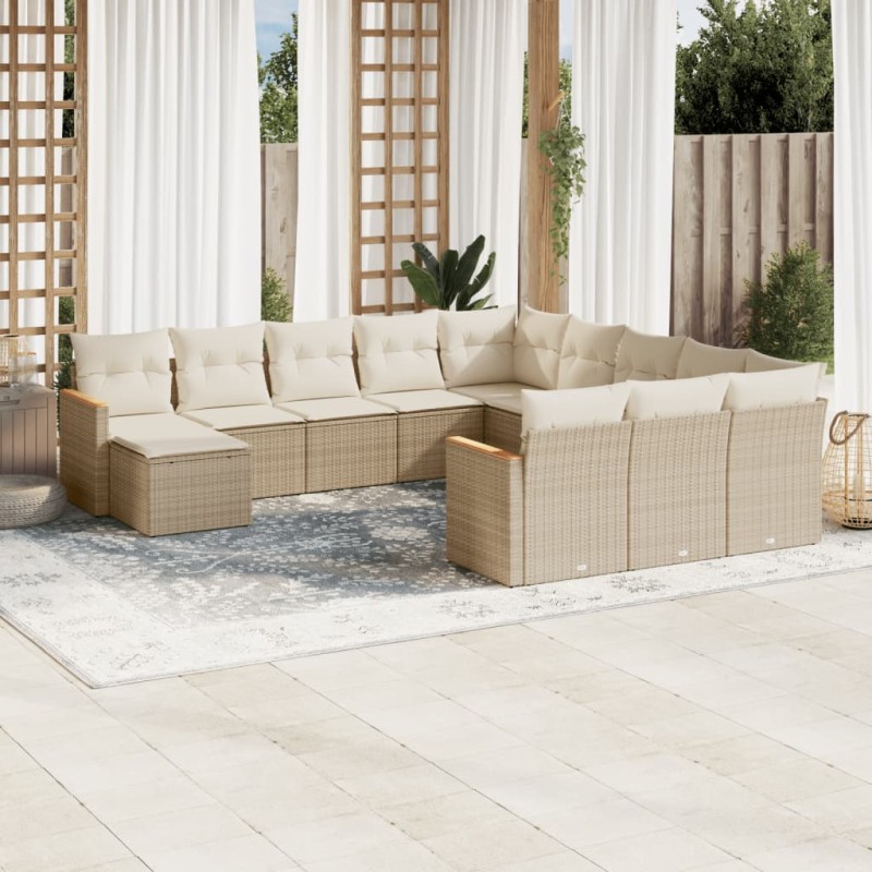vidaXL Set de sofás de jardín 12 pzas y cojines ratán sintético marrón vidaXL Set de sofás de jardín 12 pzas y cojines ratán sintético marrón