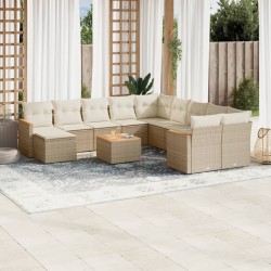 vidaXL Set de sofás de jardín 12 pzas y cojines ratán sintético marrón