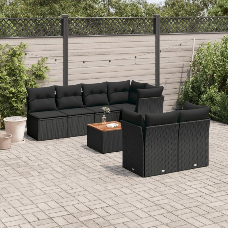 vidaXL Set de sofás de jardín 6 piezas y cojines ratán sintético negro vidaXL Set de sofás de jardín 6 piezas y cojines ratán sintético negro