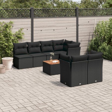 vidaXL Set de sofás de jardín 6 piezas y cojines ratán sintético negro