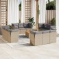 vidaXL Juego de sofás jardín con cojines beige mezcla 13 pzas ratán PE vidaXL Juego de sofás jardín con cojines beige mezcla 13 pzas ratán PE