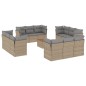 vidaXL Juego de sofás jardín con cojines beige mezcla 13 pzas ratán PE vidaXL Juego de sofás jardín con cojines beige mezcla 13 pzas ratán PE