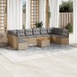 vidaXL Juego de sofás jardín con cojines beige mezcla 11 pzas ratán PE vidaXL Juego de sofás jardín con cojines beige mezcla 11 pzas ratán PE