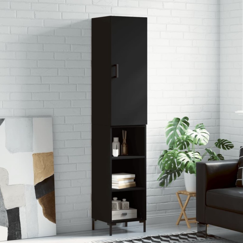 vidaXL Aparador de madera contrachapada negro 34,5x34x180 cm vidaXL Aparador de madera contrachapada negro 34,5x34x180 cm