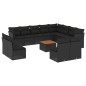 vidaXL Set de sofás de jardín y cojines 13 pzas ratán sintético negro
