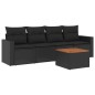 vidaXL Set de muebles de jardín 5 pzas y cojines ratán sintético negro vidaXL Set de muebles de jardín 5 pzas y cojines ratán sintético negro