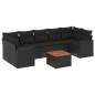 vidaXL Set de sofás de jardín 8 piezas y cojines ratán sintético negro vidaXL Set de sofás de jardín 8 piezas y cojines ratán sintético negro