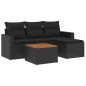 vidaXL Set de muebles de jardín 5 pzas y cojines ratán sintético negro vidaXL Set de muebles de jardín 5 pzas y cojines ratán sintético negro