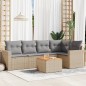 vidaXL Juego de sofás jardín con cojines beige mezcla 6 pzas ratán PE vidaXL Juego de sofás jardín con cojines beige mezcla 6 pzas ratán PE
