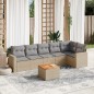 vidaXL Juego de sofás jardín con cojines beige mezcla 7 pzas ratán PE