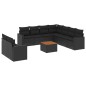 vidaXL Set de sofás de jardín 10 pzas cojines ratán sintético negro vidaXL Set de sofás de jardín 10 pzas cojines ratán sintético negro