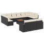 vidaXL Set sofás de jardín 14 pzas con cojines ratán sintético negro vidaXL Set sofás de jardín 14 pzas con cojines ratán sintético negro