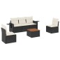 vidaXL Set de sofás de jardín 6 piezas y cojines ratán sintético negro vidaXL Set de sofás de jardín 6 piezas y cojines ratán sintético negro