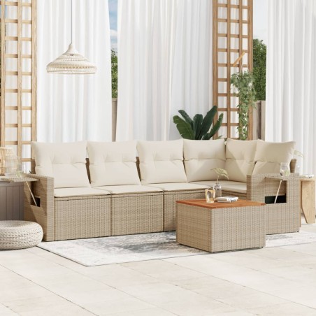 vidaXL Juego de sofás jardín con cojines 6 pzas ratán sintético beige
