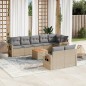 vidaXL Juego de sofás jardín con cojines beige mezcla 9 pzas ratán PE vidaXL Juego de sofás jardín con cojines beige mezcla 9 pzas ratán PE