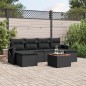 vidaXL Set de comedor de jardín 7 pzas y cojines ratán sintético negro