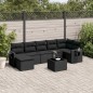 vidaXL Set de sofás de jardín 8 piezas y cojines ratán sintético negro vidaXL Set de sofás de jardín 8 piezas y cojines ratán sintético negro