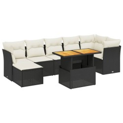 vidaXL Set de sofás de jardín 8 piezas y cojines ratán sintético negro